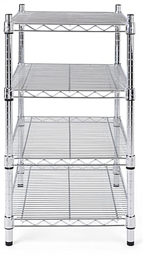 Metal wire shelving unit is 34 inches high