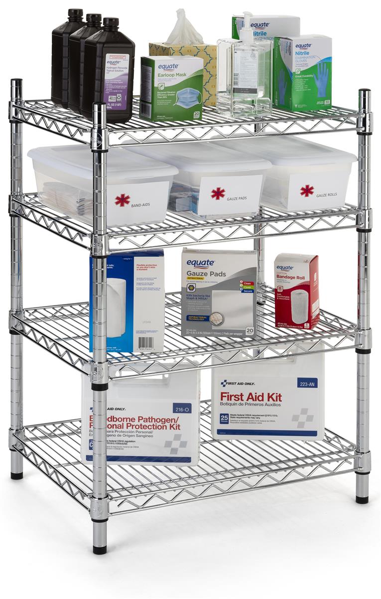 Metal Wire Shelving Unit 4 Industrial, Two Shelf Wire Shelving