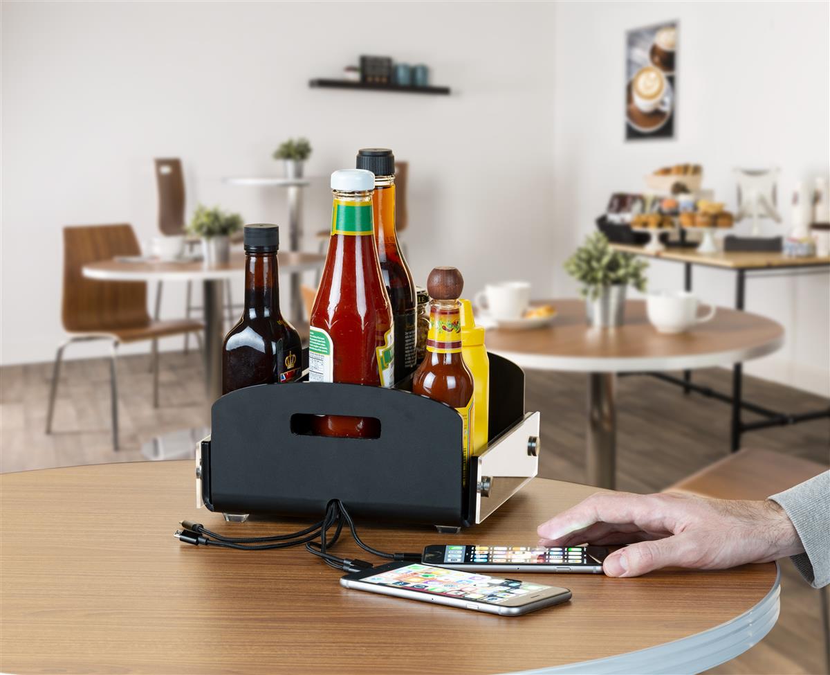 Restaurant Condiment Caddy With Usb Charger 5 Ports And Cables