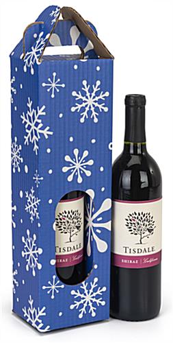 Holiday themed pre-printed cardboard wine carrier
