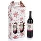 Pre-printed cardboard wine carriers with red snowflake design