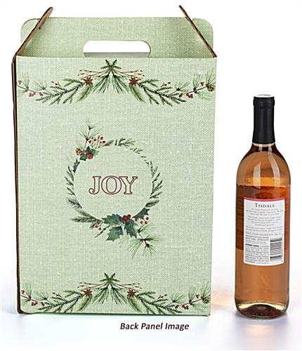 Pre-printed cardboard wine carrier with wrap around festive design