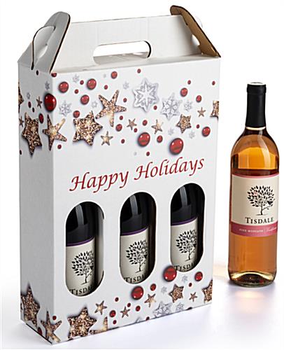 Pre-printed cardboard wine carrier with single sided graphics