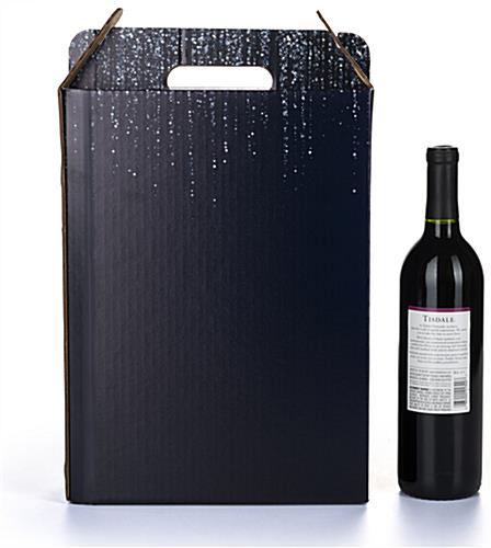 Pre-printed cardboard wine carrier box with wrap around design