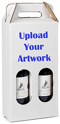Custom printed cardboard wine tote with personalized artwork
