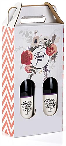 Custom printed cardboard wine tote with full color UV printing