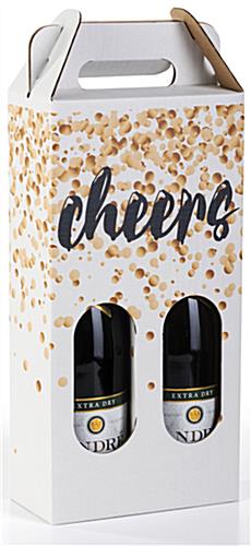 Custom printed cardboard wine tote with quantities of 25
