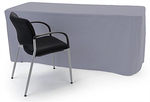 90 x 132 trade show table throws with fitted skirt design 