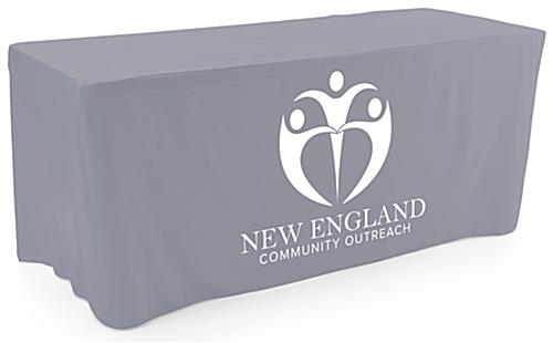 Gray custom printed fitted tablecloths with easy clean material