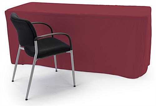 Burgundy custom printed fitted tablecloths with a fitted design