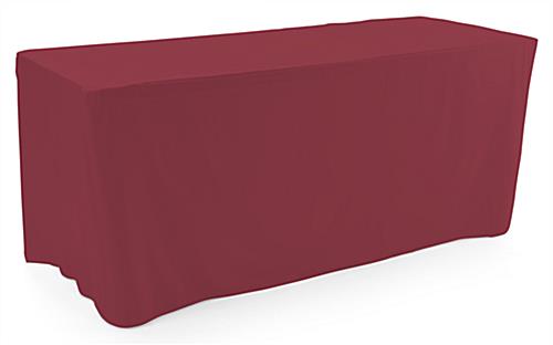 Burgundy trade show table throws