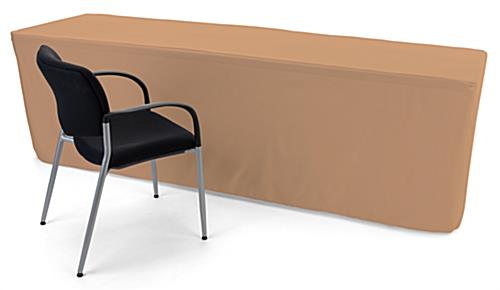 Trade show table throws with tan coloring 