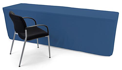 Navy blue trade show table throws with 90 x 156 overall size 
