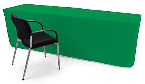 Custom printed fitted tablecloths have a floor length design