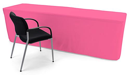 Pink trade show table throws with wrinkle resistant fabric 
