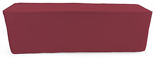 Burgundy trade show table throws for 96 inch long tabletops