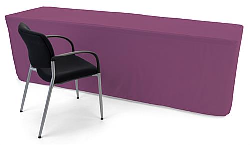 Purple trade show table throws with wrinkle resistant design 