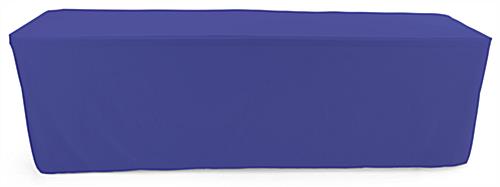 Royal blue trade show table throws with 100 percent polyester construction 