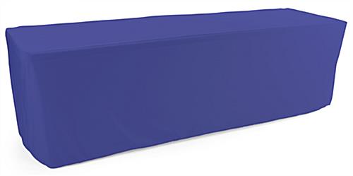 Royal blue trade show table throws with flame retardant fabric