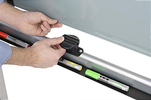 Rolling Magnetic Glass Dry Erase Easel with Board Lock