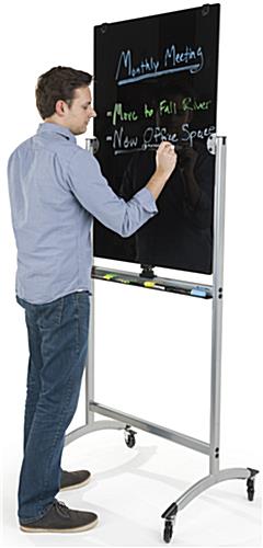 Tempered Rolling Magnetic Glass Dry Erase Easel