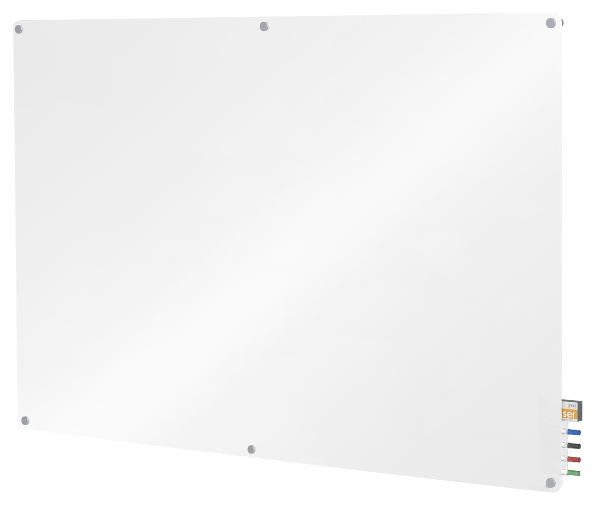 Glass Dry-Erase Board 72” x | with Silver Standoffs