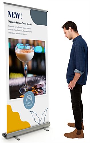 Roll up display stand with stable base