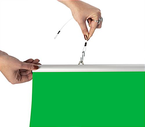 Hanging green screen backdrop with mounting hardware sold separately