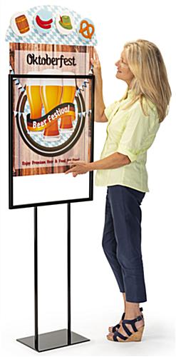 Dimensional advertising poster insert with drop in loading style 