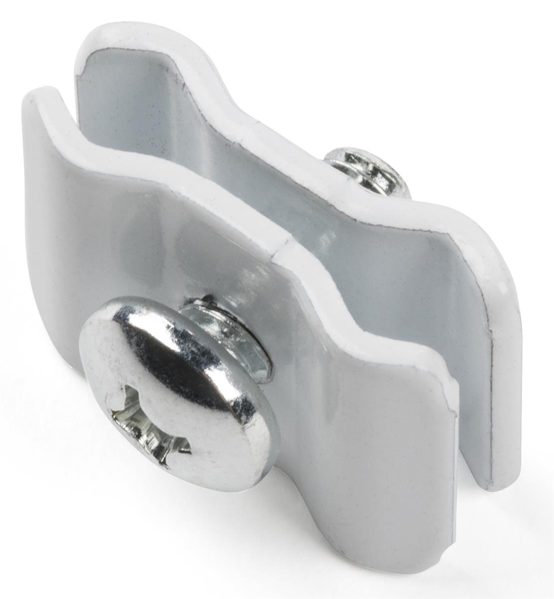 White Wire Grid Panel Connector With Screw Fastener