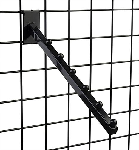 Black Gridwall "L" Base Waterfall Display Set with 6 Hanger Stoppers