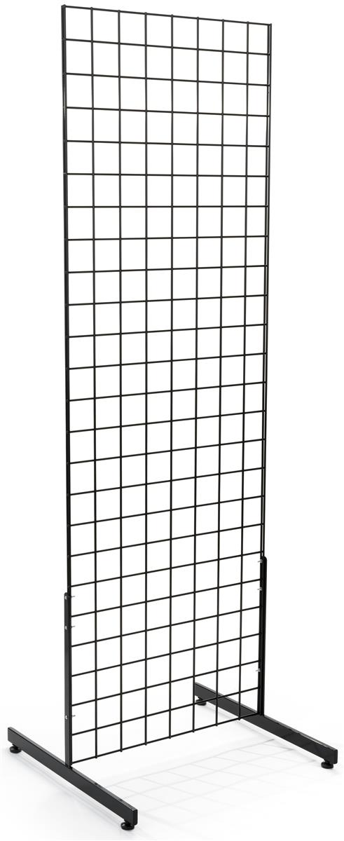 Gridwall Panel Tower with T-Base Floorstanding Display Kit 3-Pack Black 2'x6' 
