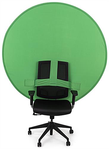 Portable chair mounted green screen with versatility for many chair styles