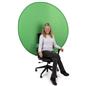 Portable chair mounted green screen stays firmly positioned while you're seated