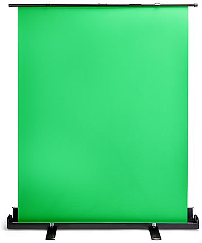 Retractable green screen banner stand features polyester material