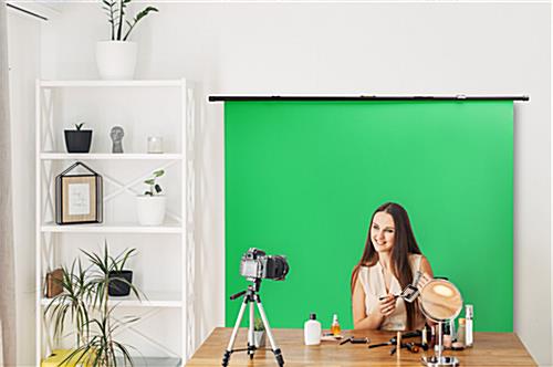 Retractable green screen banner stand is perfect for a video production