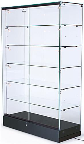 Display Cases: Feature Vertical Lighting & Adjustable Shelving - Semi Gloss Back MDF