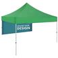 Portable canopy tent backwall with fire-resistant polyester