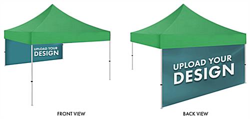 Portable canopy tent backwall with hook and loop attachment