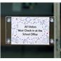 Window sign holder can stick to non-porous surfaces