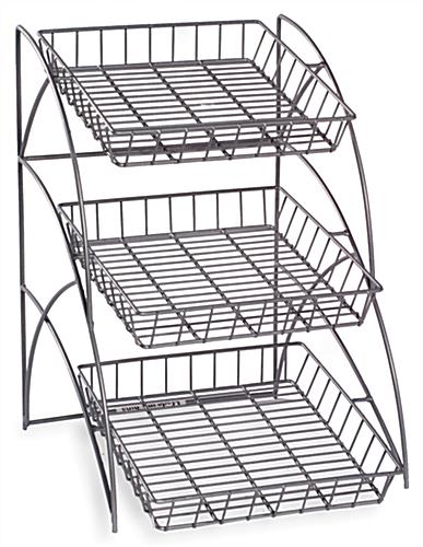 3-Tier Merchandising Rack | Black Counter Shelving