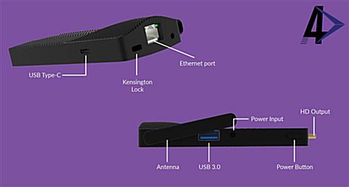External mini PC stick with USB, Ethernet and HDMI ports