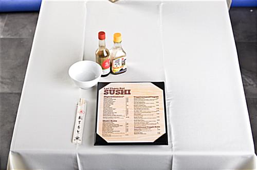 Single Panel Menu Covers with Obscured Corners
