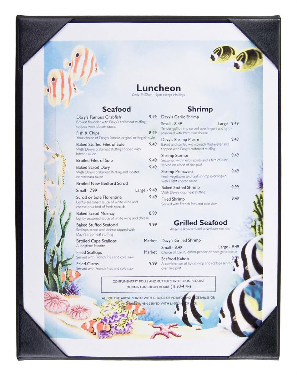 Double View,Sold By 5 Pcs of Restaurant Menu Covers Holders 4.75" X 11" Inches 
