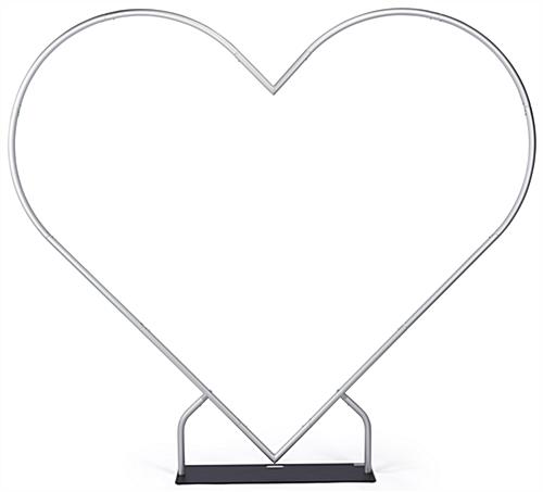 Heart shaped graphic backdrop with an aluminum frame 