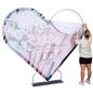Heart shaped graphic backdrop with easy to apply custom Signage 