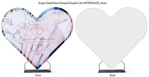 Heart shaped graphic backdrop with single-sided signage 