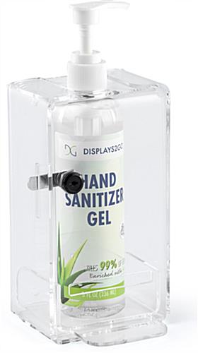 Locking acrylic tabletop sanitizer kit includes gel cleanser