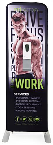 24 inch x 78.75 inch touchless hand sanitizer banner stand comes with a drip tray 