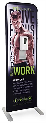 24 inch x 78.75 inch touchless hand sanitizer banner stand with custom graphics 